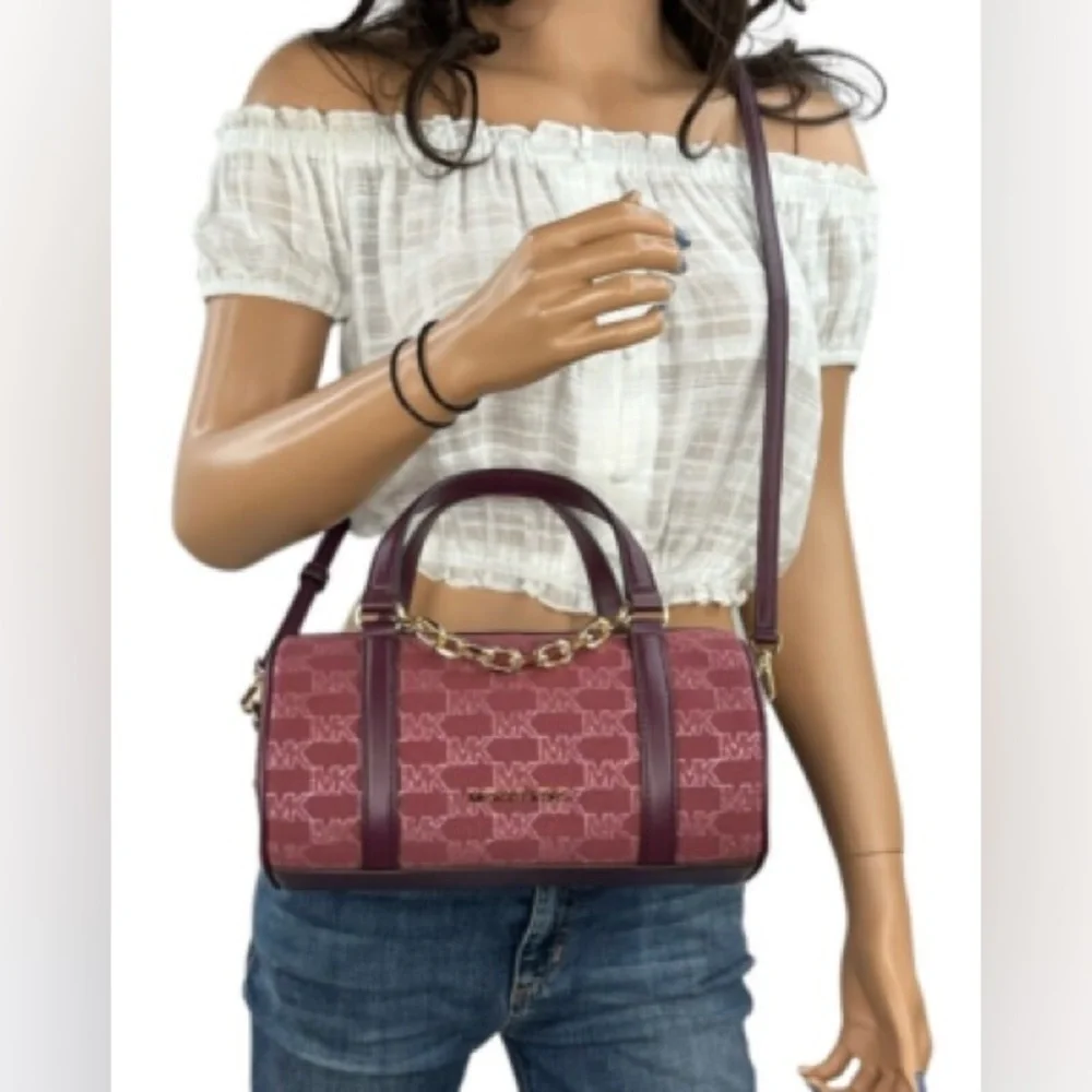 Michael Kors Burgundy Satchel with Gold Chain - Picture 3 of 13